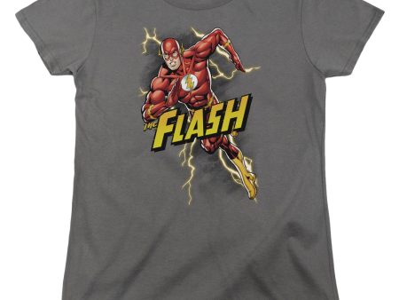 JUSTICE LEAGUE OF AMERICA : BOLT RUN WOMENS SHORT SLEEVE CHARCOAL SM For Cheap