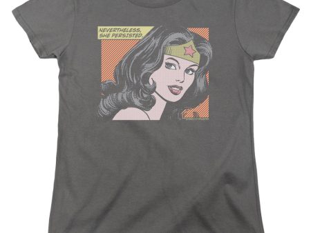 WONDER WOMAN : SHE PERSISTED WOMENS SHORT SLEEVE Charcoal MD Hot on Sale