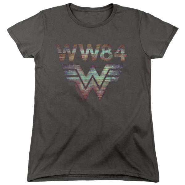 WONDER WOMAN 84 : STATIC TV LINES WOMENS SHORT SLEEVE Charcoal MD Hot on Sale