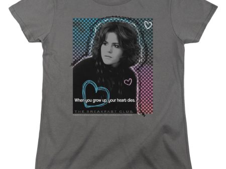 BREAKFAST CLUB : HEART DIES WOMENS SHORT SLEEVE CHARCOAL SM on Sale