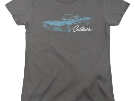 OLDSMOBILE : 68 CUTLASS WOMENS SHORT SLEEVE Charcoal SM For Sale