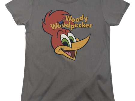 WOODY WOODPECKER : RETRO LOGO WOMENS SHORT SLEEVE CHARCOAL MD Supply