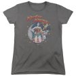 JUSTICE LEAGUE OF AMERICA : AT YOUR SERVICE WOMENS SHORT SLEEVE CHARCOAL SM For Cheap