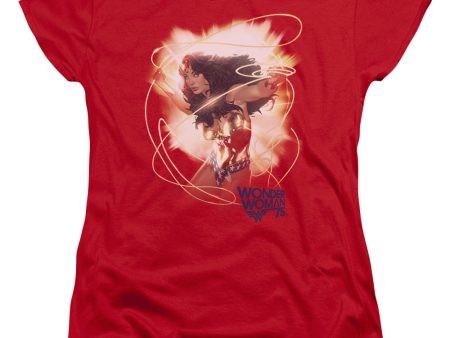 WONDER WOMAN : 75TH BURST WOMENS SHORT SLEEVE Red SM For Sale