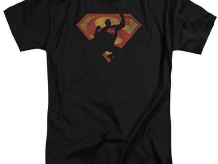 SUPERMAN : S SHIELD KNOCKOUT S\S ADULT TALL T-SHIRT BLACK 3X Discount