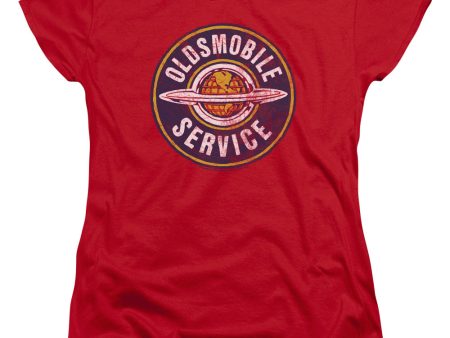 OLDSMOBILE : VINTAGE SERVICE WOMENS SHORT SLEEVE Red SM Supply