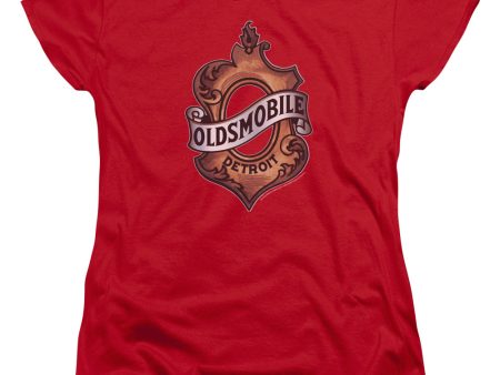 OLDSMOBILE : DETROIT EMBLEM WOMENS SHORT SLEEVE Red SM Online Hot Sale